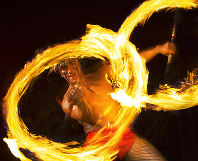 Fire Knife Dancer at Paradise Cove