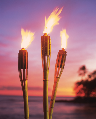paradise cove torches at sunset